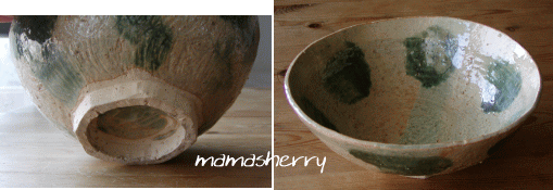 健康レシピの料理と暮らしを楽しむ器：グリーンの中くらいの大きさの鉢（自作）